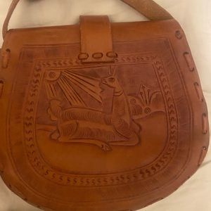 Small Peru llama leather handbag